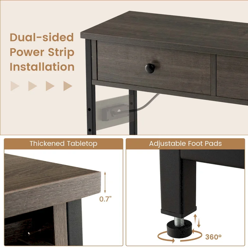 Costway Entryway Table with Charging Station Narrow Console Table with - See Details