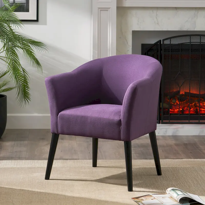 Fabric Upholstered Armchair with Black Birch Wood Legs