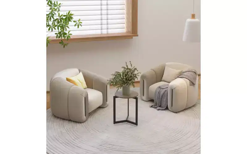 GDFStudio Barret 19.68''H Wood Round End Table with Sturdy Metal Frame