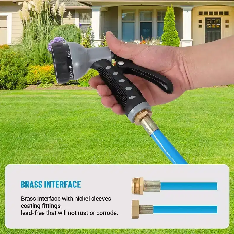 Retractable Garden Hose Reel 1/2 inch x 100 ft Wall Mount With 9-Pattern Nozzle