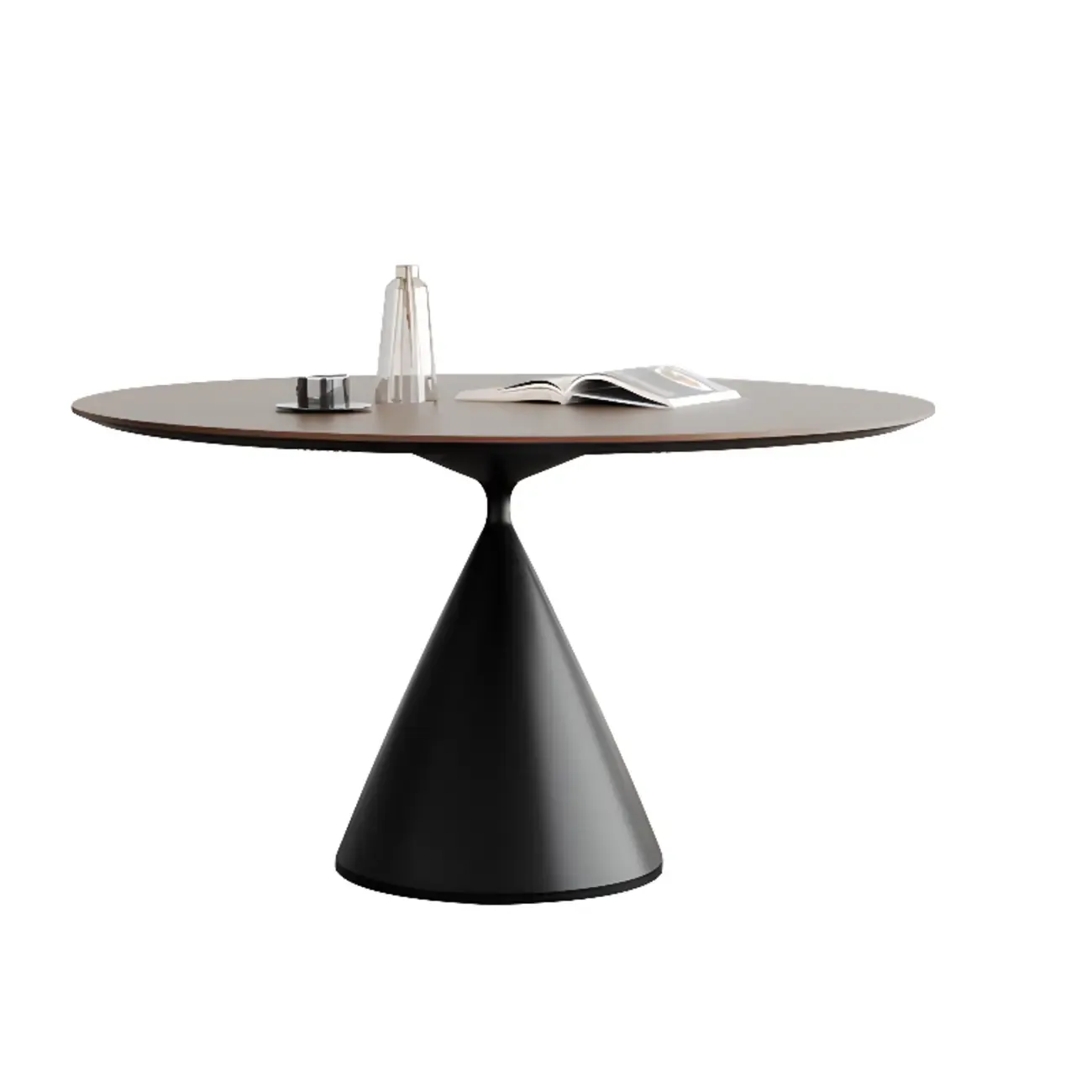 Modern Black Wood Pedestal Round Dining Table