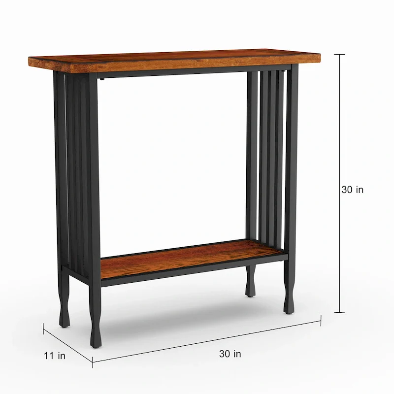 Leick Home Peter Matte Black Slatted Mission Oak Hall Stand