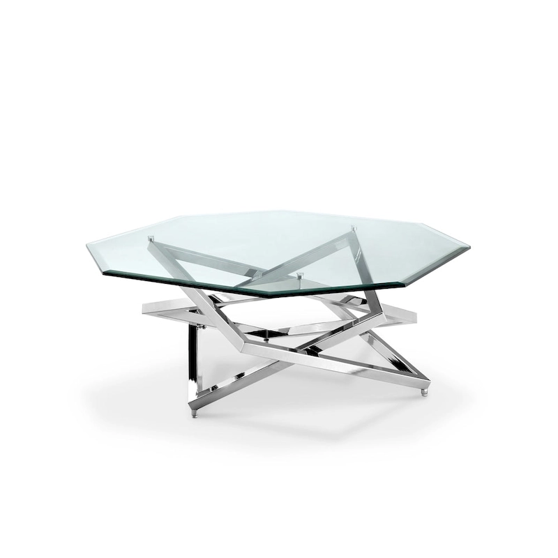 Lenox Square Modern Chrome Metal and Glass Coffee Table