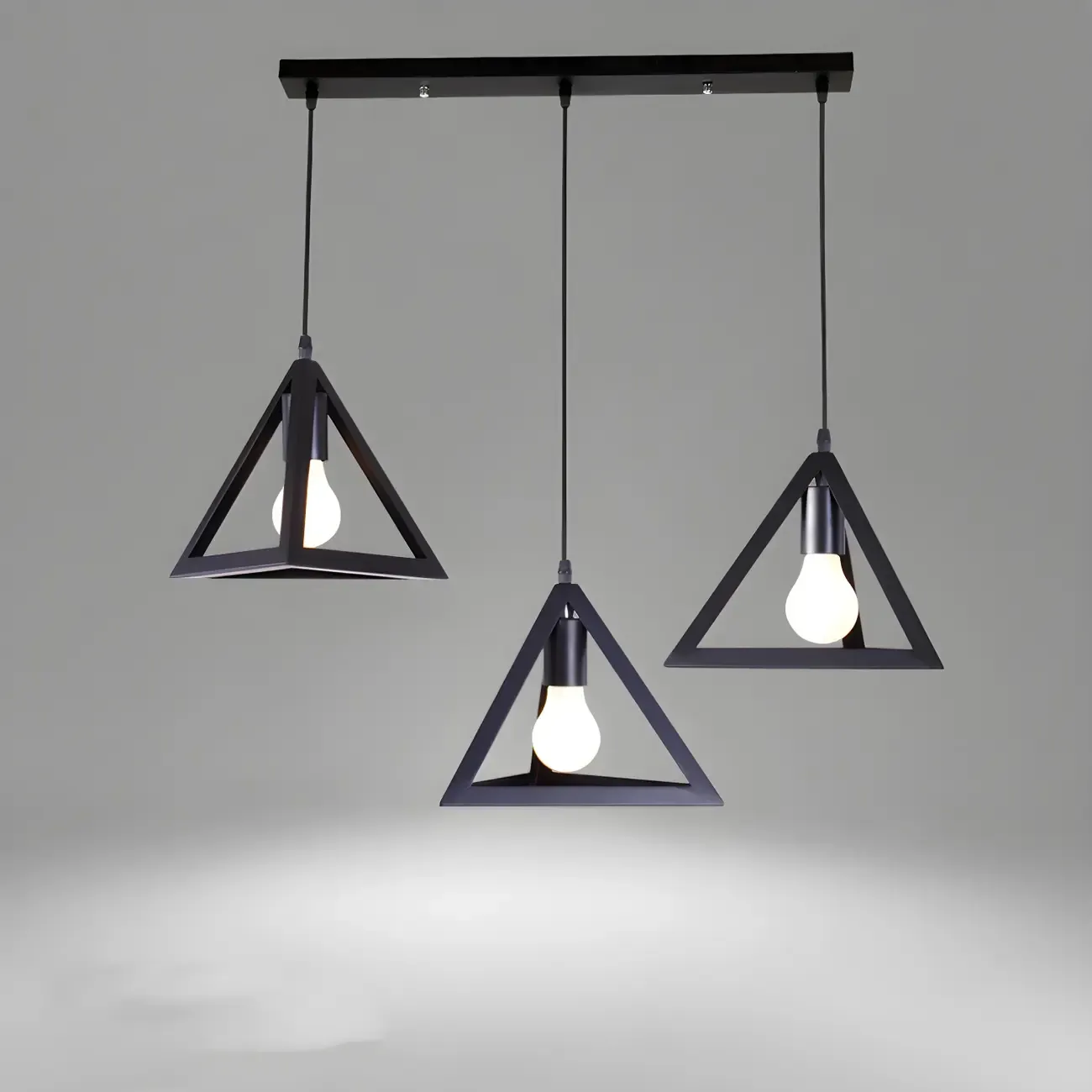 Industrial Black Metal Geometric Kitchen Island Pendant Light