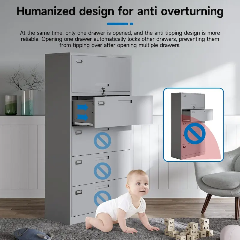 4-Drawer Lateral File Cabinet with Lock