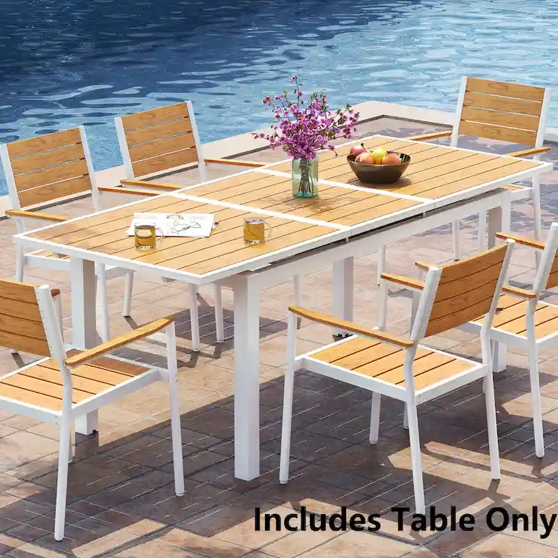 Pellebant Outdoor Aluminum Dining Table Patio Extension Table - 83.1 / 63.2 (L) x 33.66 W x 30.51 H