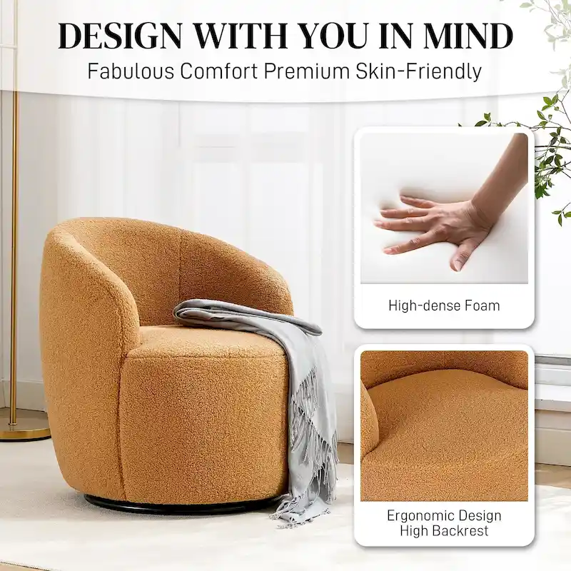 Ouyessir Modern Teddy Upholstered Swivel Barrel Chair(Set of 2)