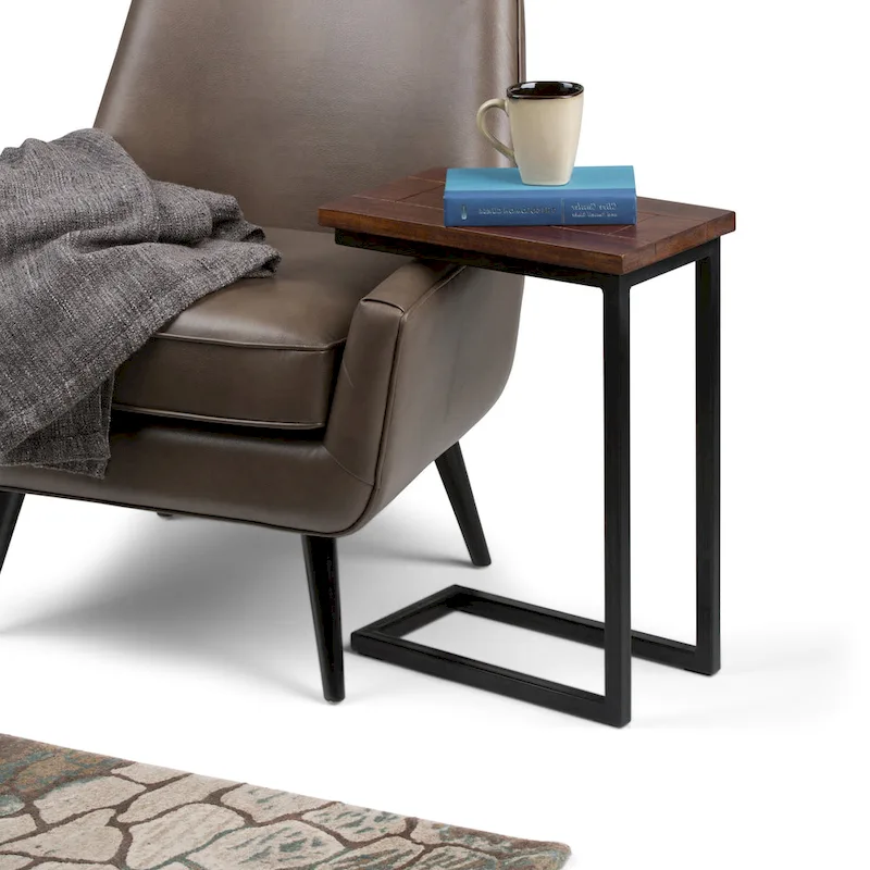 18 inch Wide Solid Metal Industrial C Side Table - 18 W x 10 D x 24 H