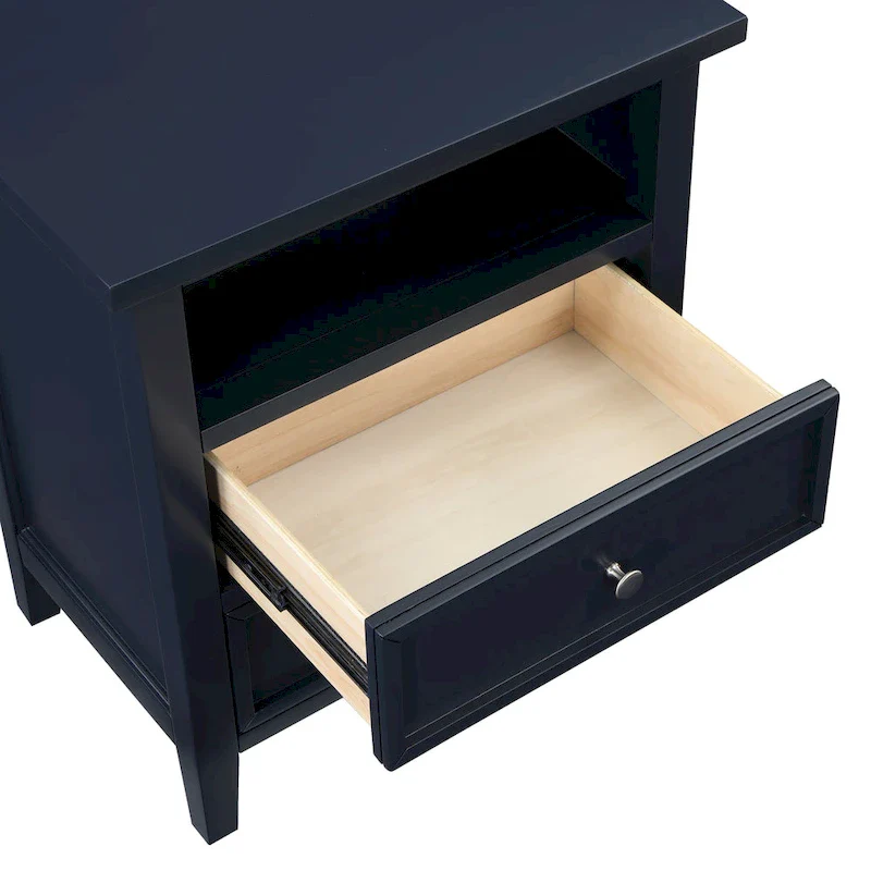 2-Drawer Nightstand with Open Shelf | White / Vintage Green / Midnight Blue