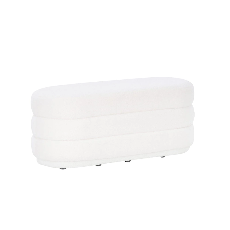 Halley White Oblong Sherpa Ottoman