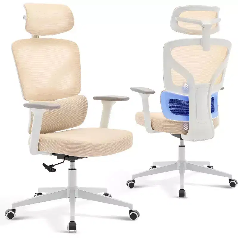 High-Back Ergonomic Mesh Office Chair, Adjustable Lumbar & Headrest, 3D Armrests, 360 Swivel Rolling Desk Chair, Comfortable Computer Chair