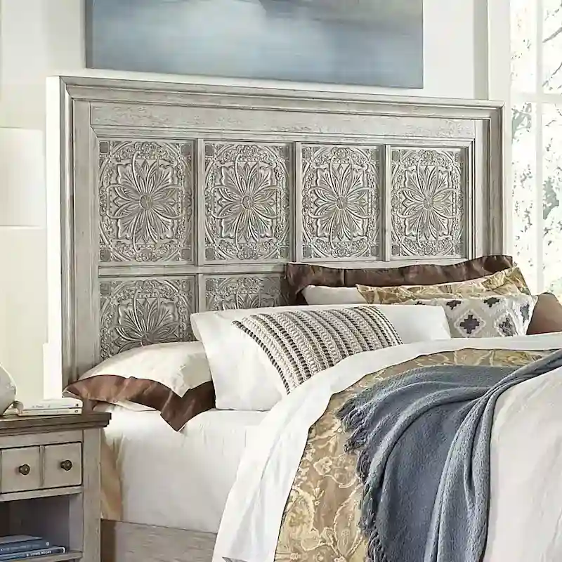 Antique White Panel Headboard - King, 1-Person