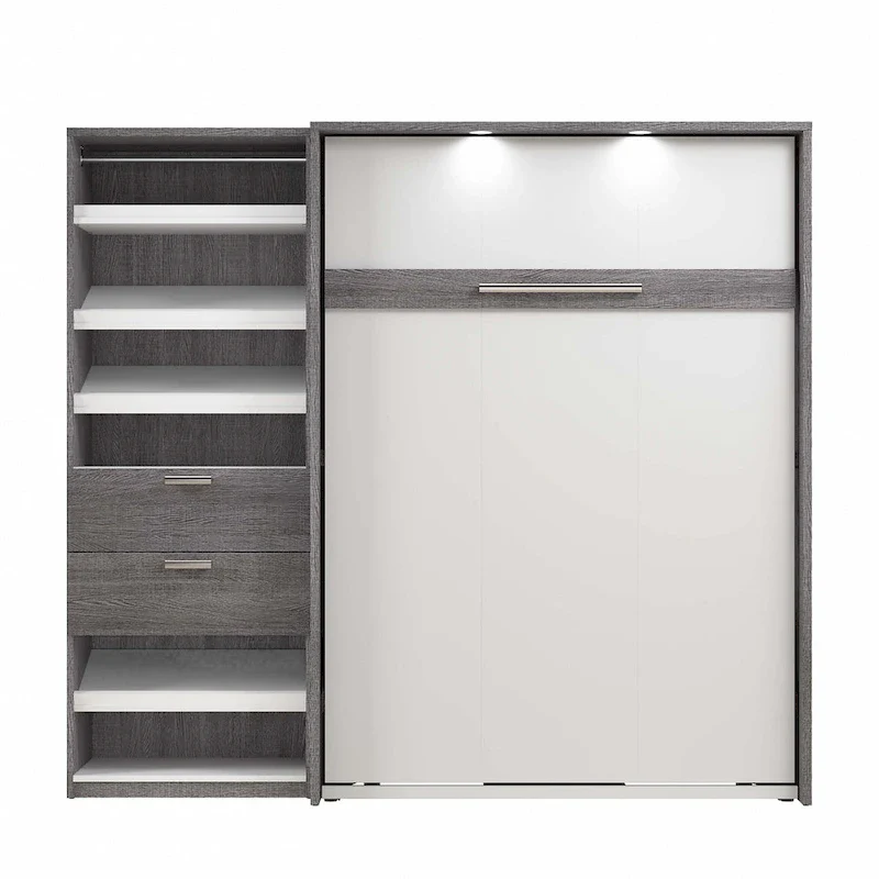 Full Murphy Bed with Closet Organizer and Drawers - Wall Mounted