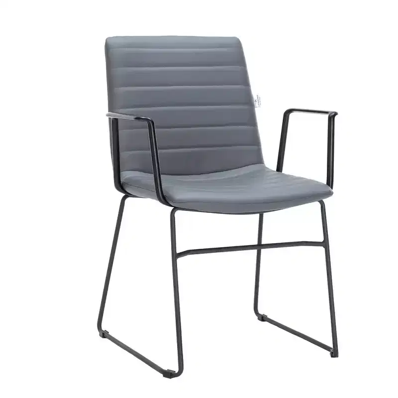 LeisureMod Ergonomic Office Chair Upholstered in Leather/Polyester with Powder-Coated Stainless Steel Frame Padded Seat and Back Zylar Collection
