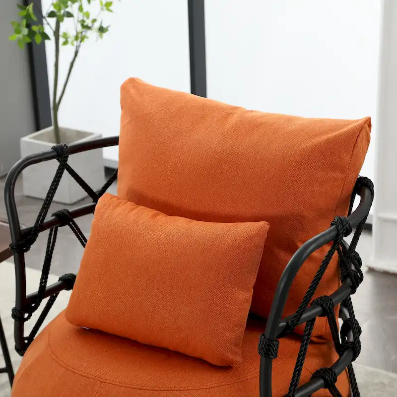 Upholstered Accent Chair with Metal Base