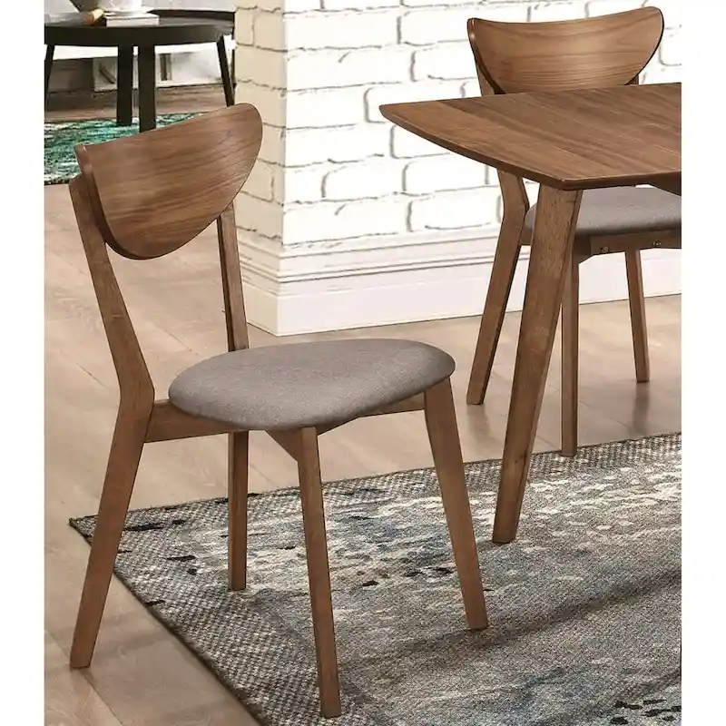 Peony Retro Modern Style Natural Walnut Dining Chairs (Set of 2)