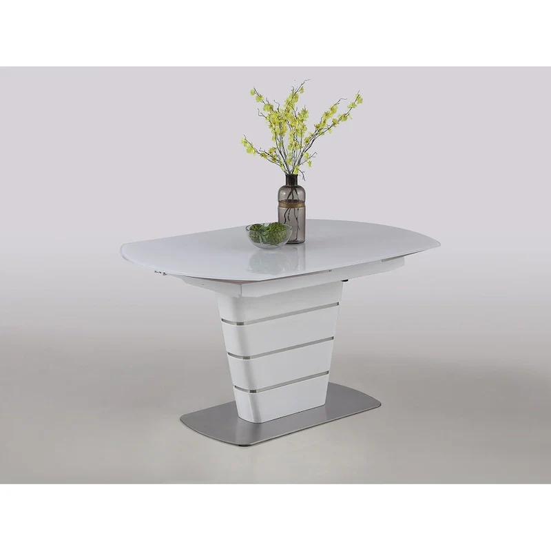 White Starphire Glass 5-Piece Dining Set - Modern Style