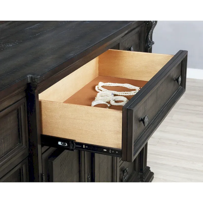 Roundhill Furniture Farson Distressed Dark Walnut Finish 4-piece Bedroom Set