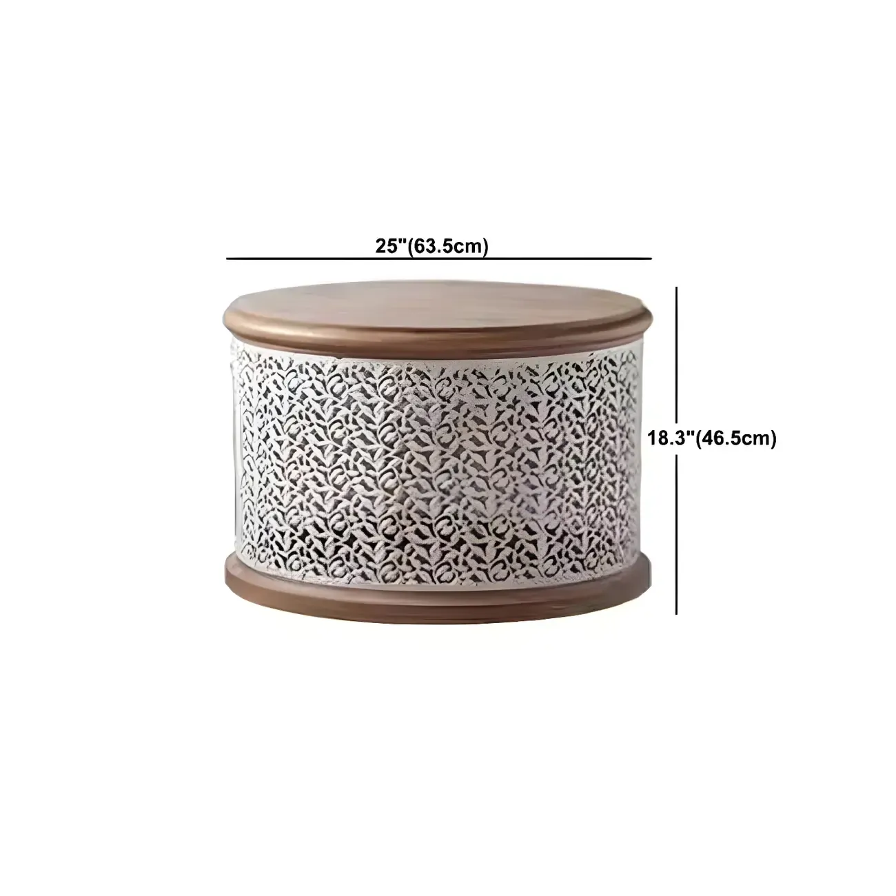 Natural Sophisticated Hollowed French Round Wood Coffee Table