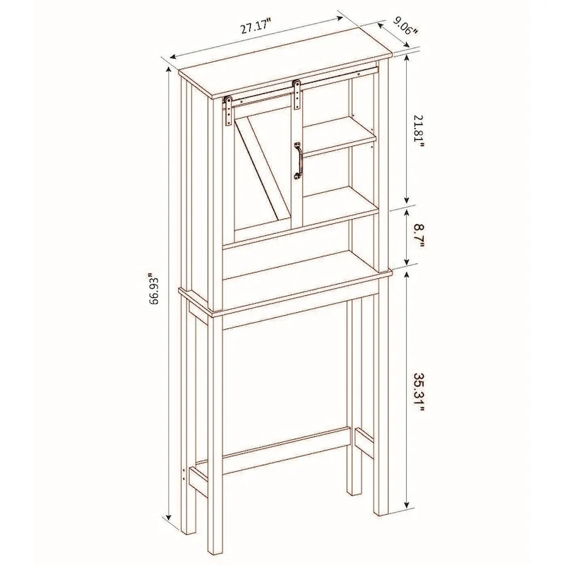 Farmhouse White MDF Wood Over-the-Toilet Space Saver Bathroom Cabinet