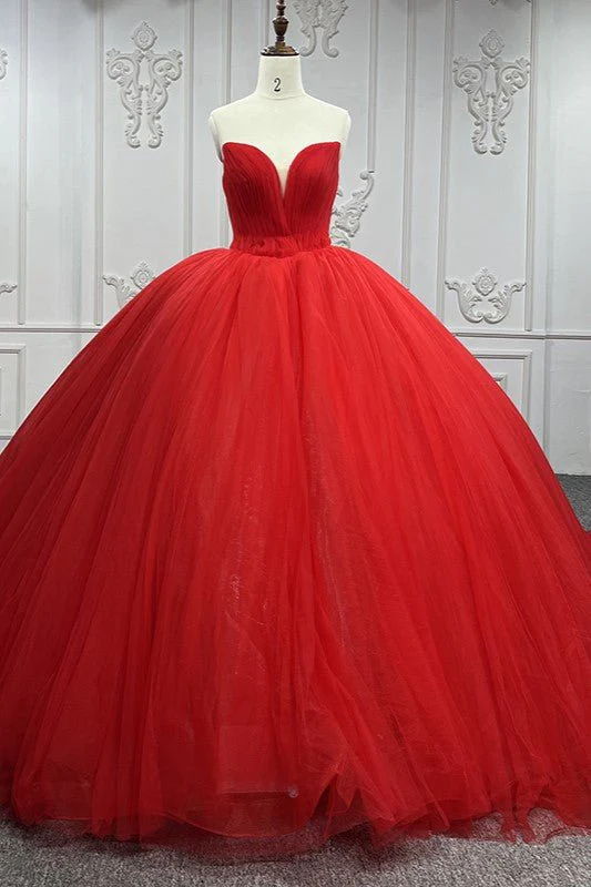 Quinceanera Dress Red Sweetheart Ruched  Prom Dresses Ball Gown