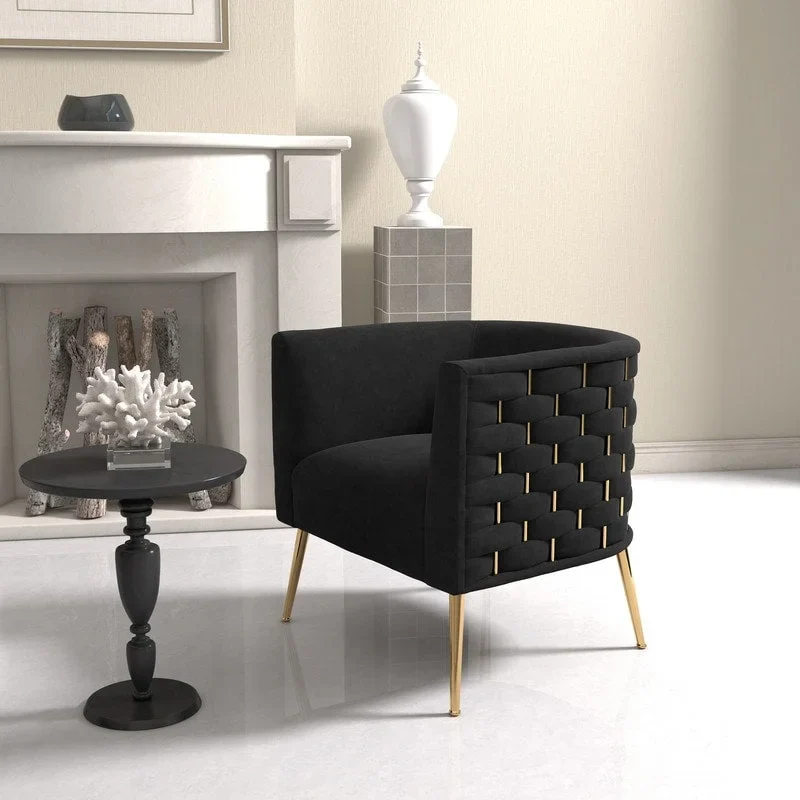 Mid-Century Modern Velvet Round Accent Chair for Living Room