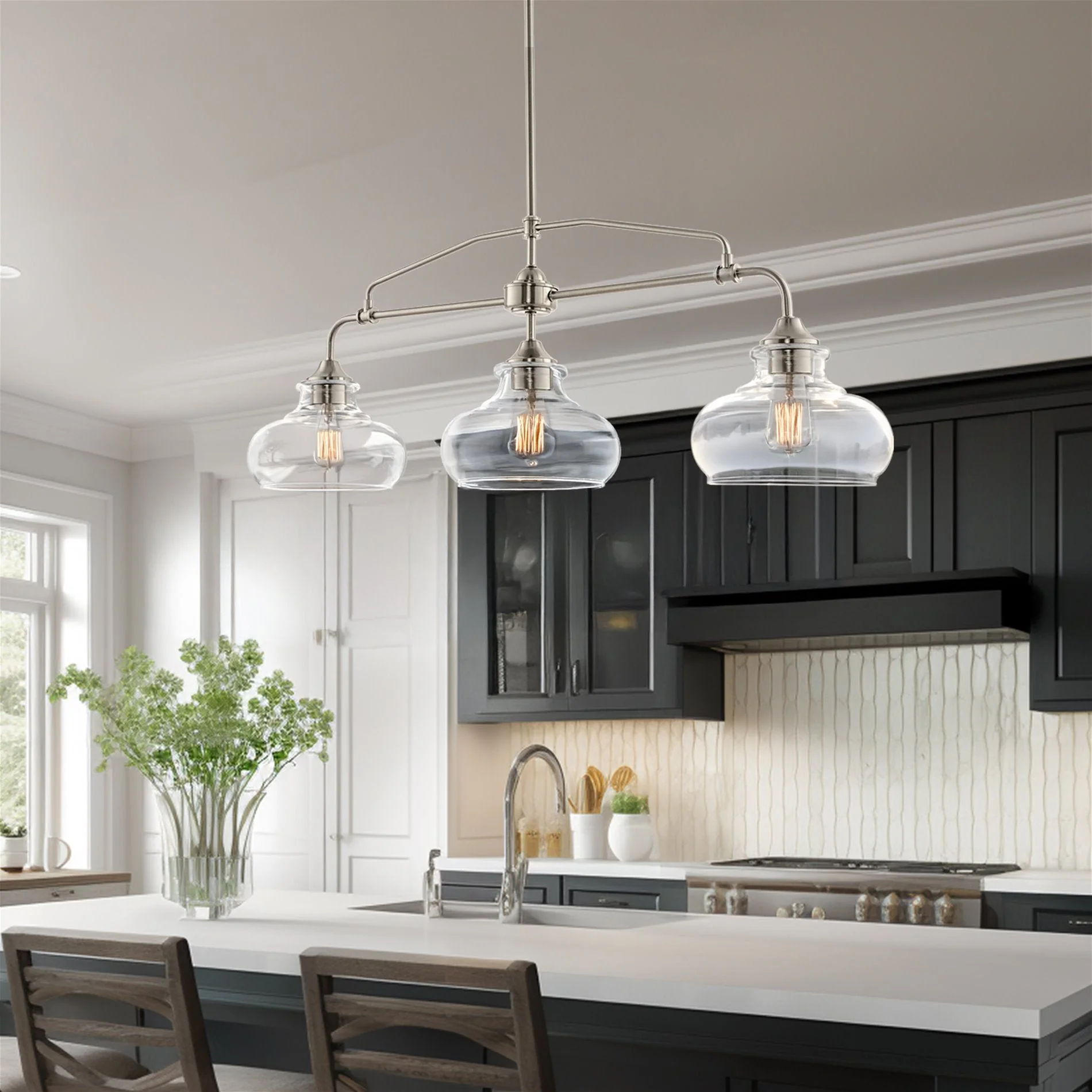 Harlow 38 Modern Industrial Farmhouse / Schoolhouse 3-Light Island Light