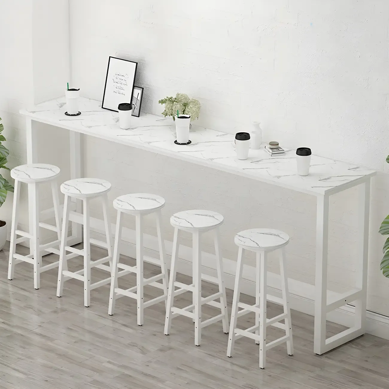 Rectangular Tall Wood Metal Base Bar Table Black