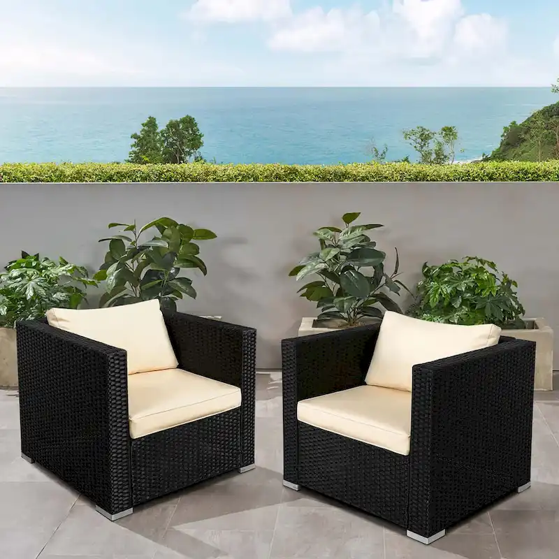 Vrakae 2 Piece Outdoor Patio Rattan Wicker Chair