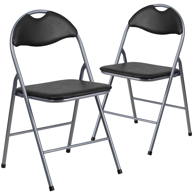2 Pack 300 lb. Capacity Vinyl Metal Folding Chair with Carrying Handle