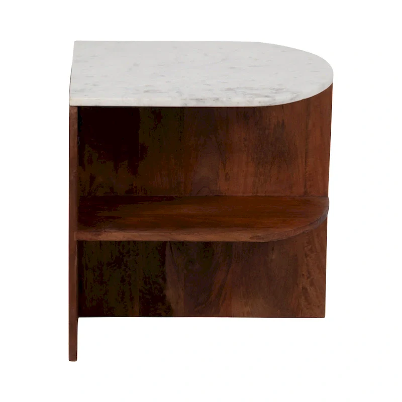 Sagebrook Home Modern Neutral Wood/Marble Brown 20 Half Round Side Accent Table - 20 x 20 x 20 - 20 x 20 x 20