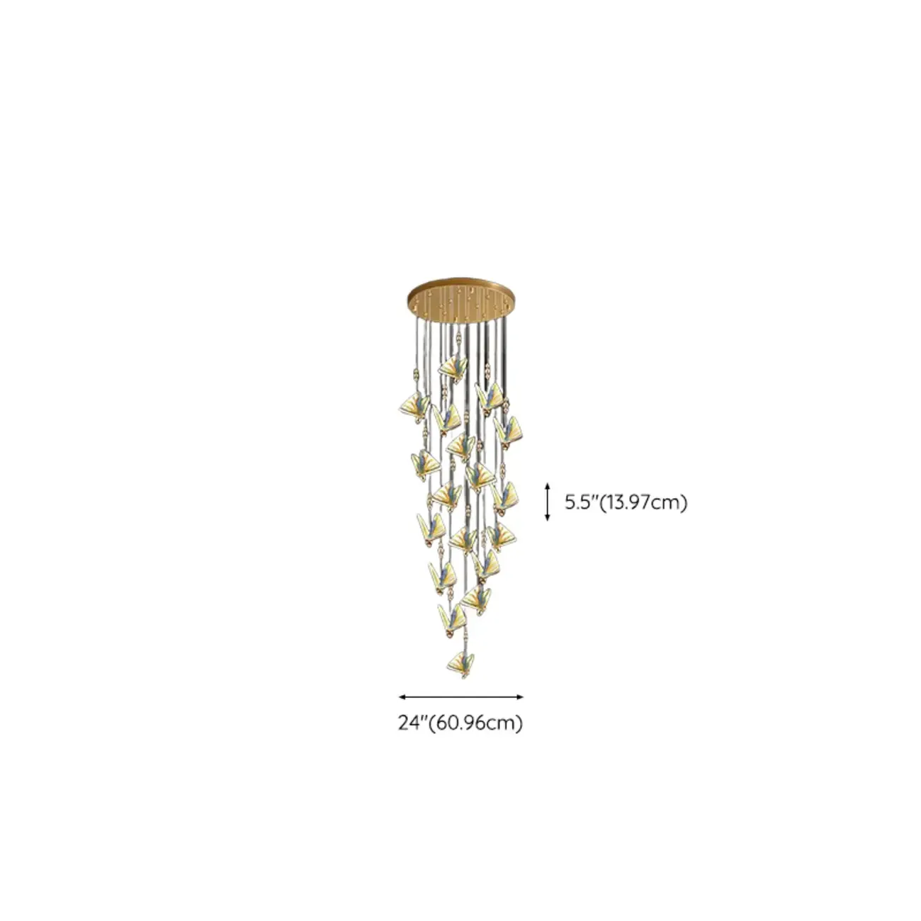 Modern Crystal Linear Butterfly Chandelier Light with Remote