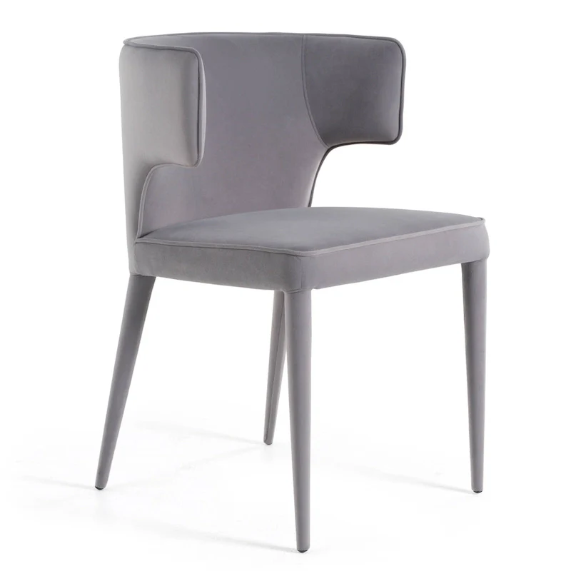 Modrest Lucero Modern Grey Velvet Arm Dining Chair