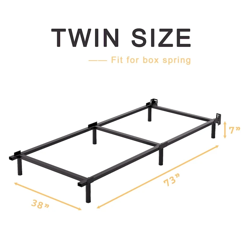 Black Metal Bed Frame, Modern Style, Twin–Cal King, 1–2 Person