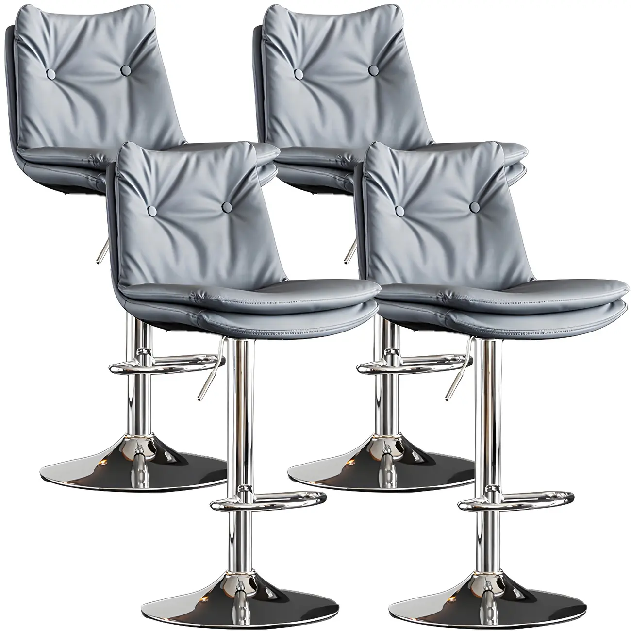 Modern Adjustable Leather Swivel Bar Stools