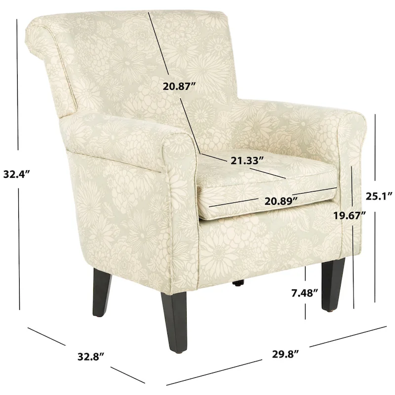 Gramercy Garden Motif Grey Club Chair - 30W x 33D x 32H