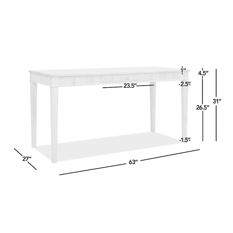 Dumont 63 Fluted Rubberwood Home Office Desk