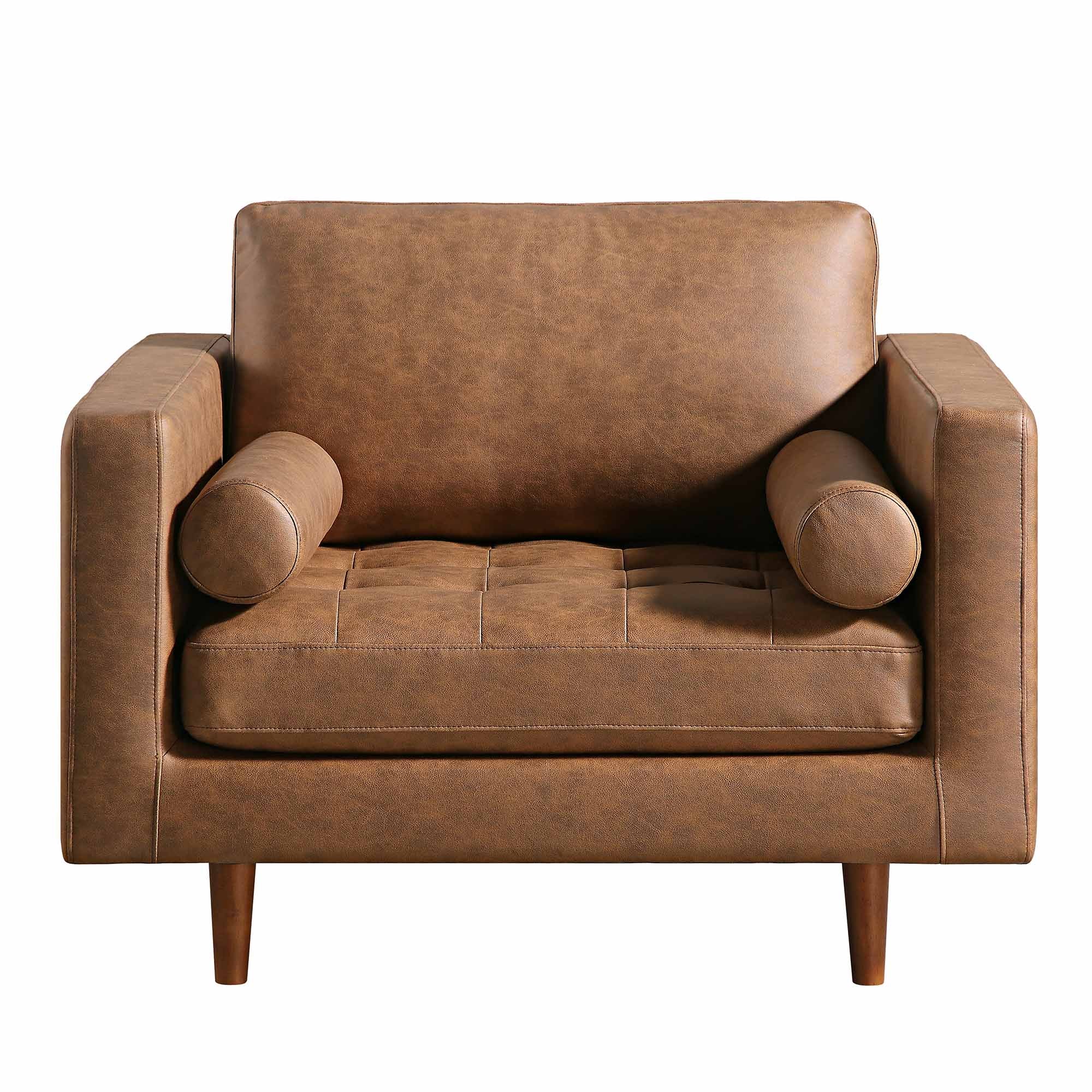 Armchair, Tan Faux Suede