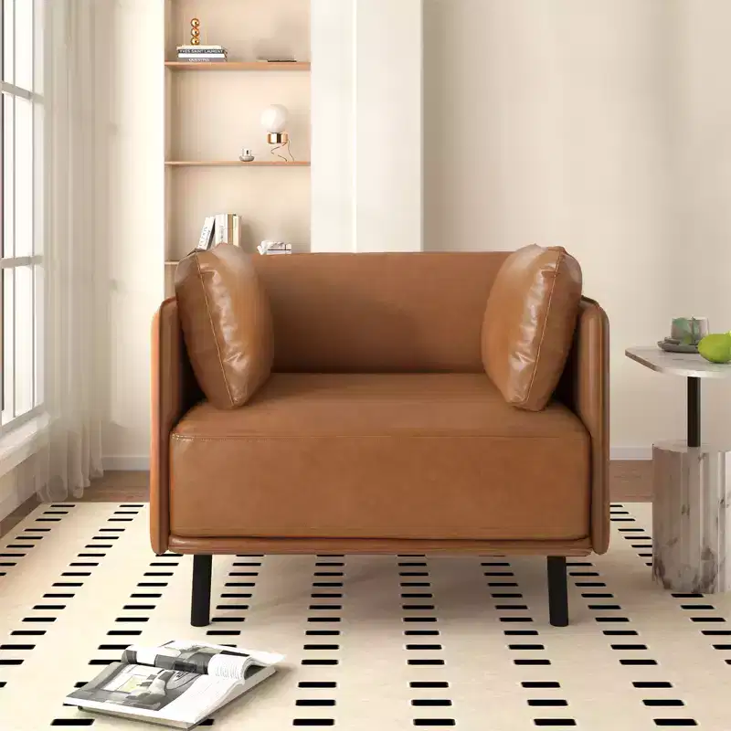 39 Modern Accent Chair, Upholstered Comfy Reading Armchair, Single Seat Sofa Chair With Pillow, Lounge Chair for Living Room Bedroom Balcony