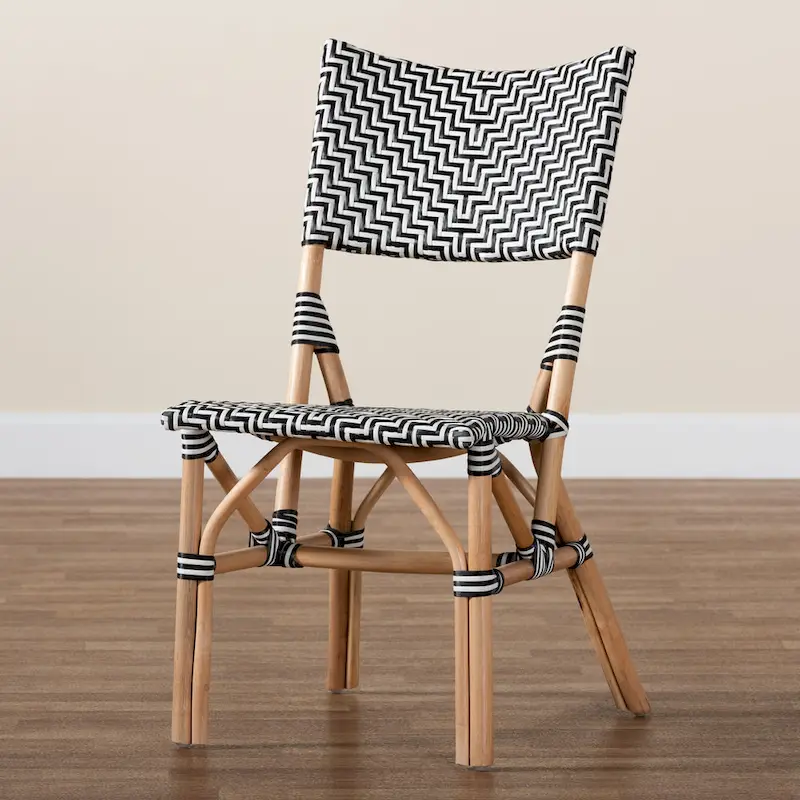 Wagner Modern French styled Natural Rattan Bistro Chair with Weaving