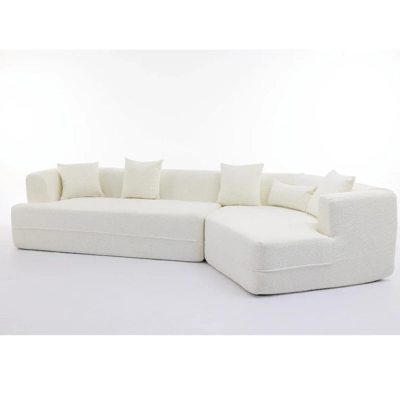 Creamy White Boucle Modular Sleeper Sectional Sofa with Free Combination