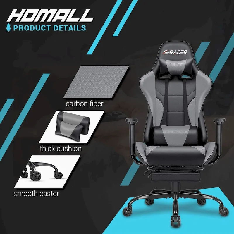 Gaming Chair with Footrest - Ergonomic Desk Chair