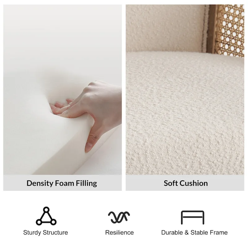 Danilo Farmhouse Rattan Solid Wood Armchair with Solid Wood Legs by HULALA HOME