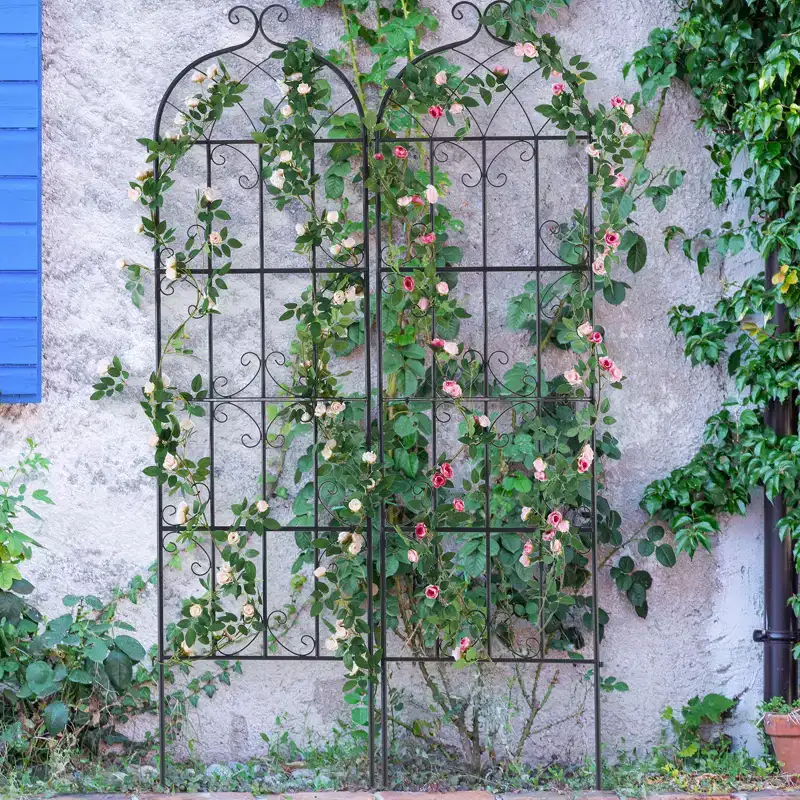 VEVOR Garden Trellis for Climbing Plants, 71 x 20 in, 2 Packs Rustproof Metal Garden Flower Trellis, Outdoor Climbing Rose Trellis Cucumbers Support