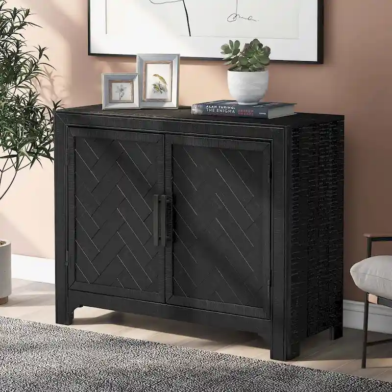 Accent Storage Cabinet with Doors | Black | Vintage Style