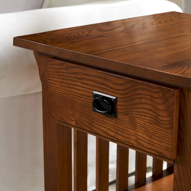 End Table with Drawer - Medium Oak, Mission Style, Single User
