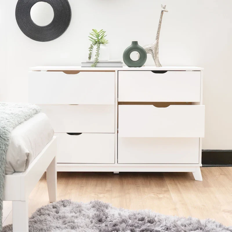 Purcell 4-Piece Bedroom Set with 6-Drawer Dresser and 2 Nightstands