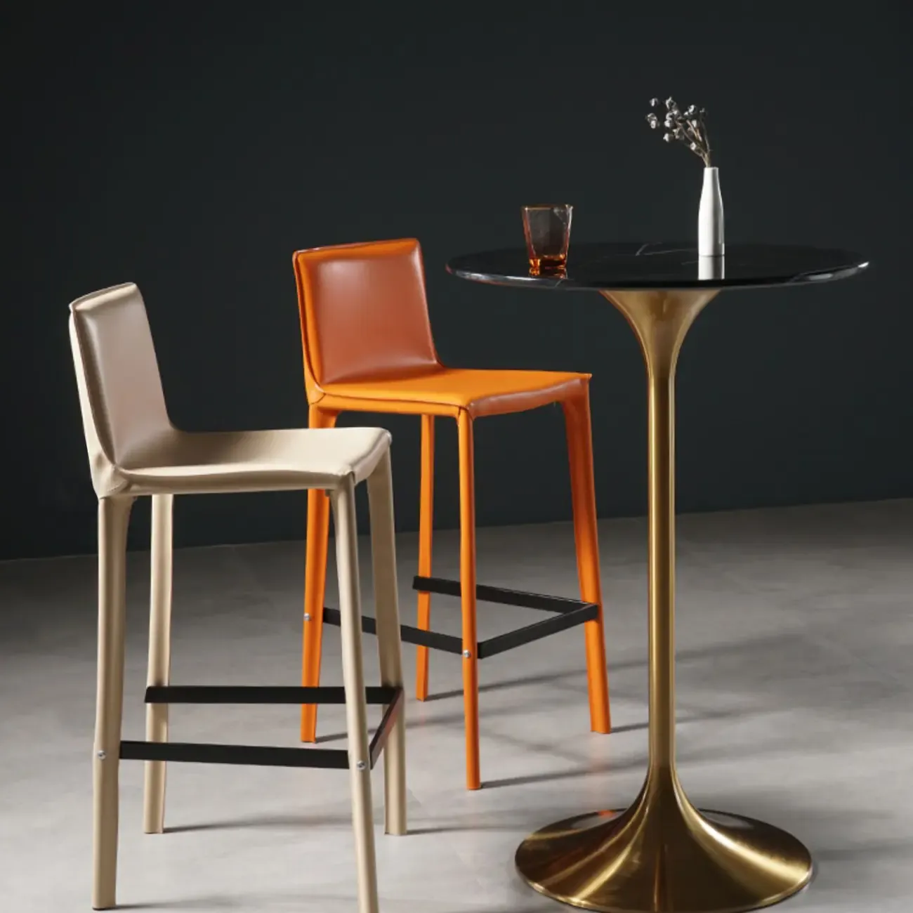 Glam Round Tall Bistro Table Pedestal Base Bar Table