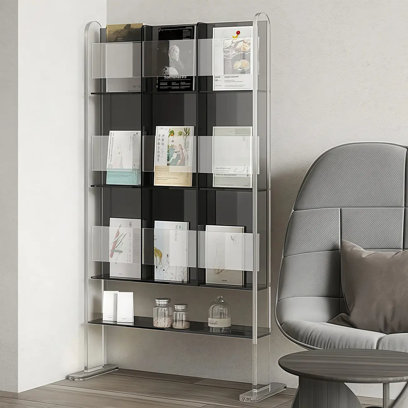 Vertical Acrylic 4-Shelf Closed Back Display Bookcase