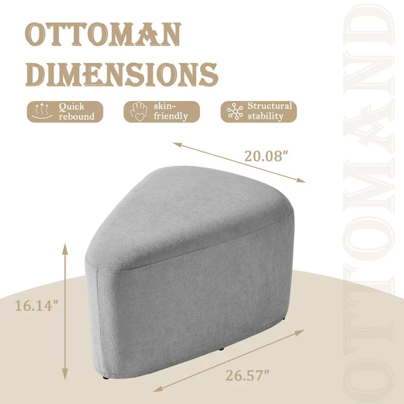 Triangular Chenille Fabric Pouf Ottoman